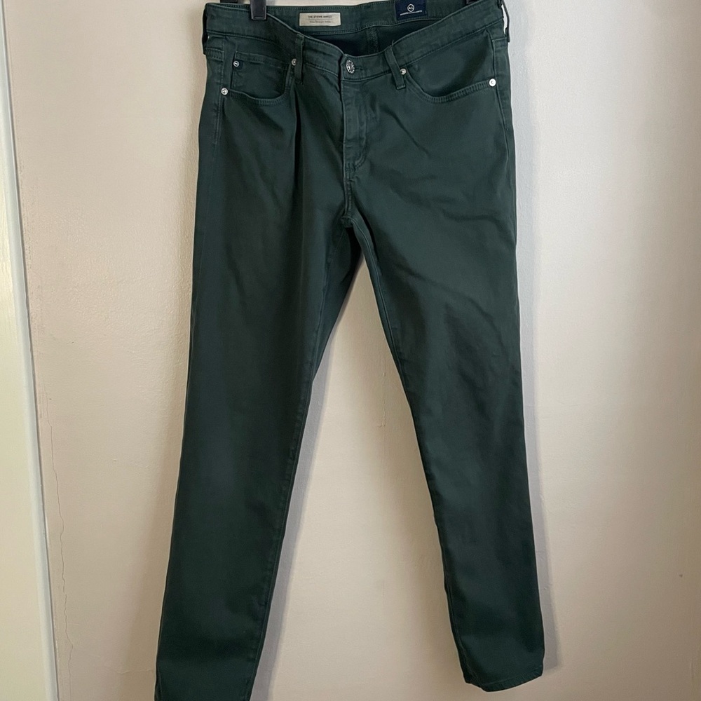 AG Adriano Goldschmied The Stilt Cigarette Jeans Green 29R Made USA Stretch